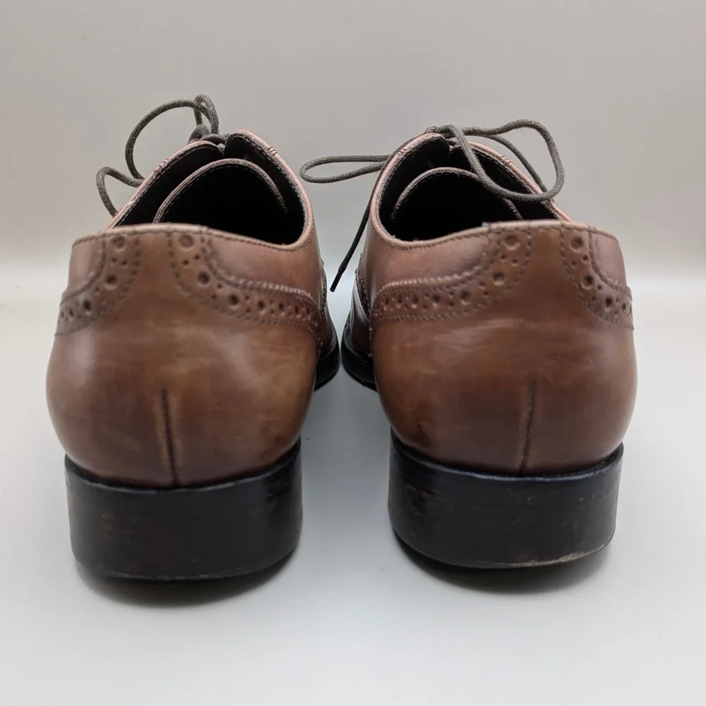 To Boot New York Bolzano Brown Leather Cap Toe Brogue Oxford Shoes Mens 10 M